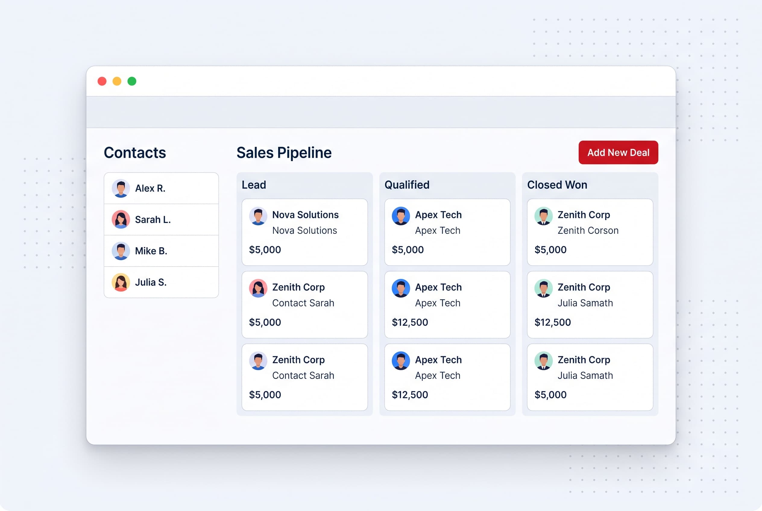 Mockup CRM đơn giản